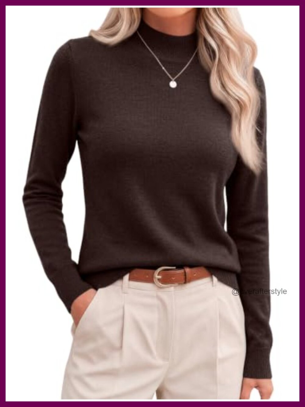 Mock Neck Merino Wool Blend Sweater Lightweight Fall Pullover